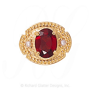 GS373 G/PL - 14 Karat Gold Slide with Garnet center and Pearl accents 